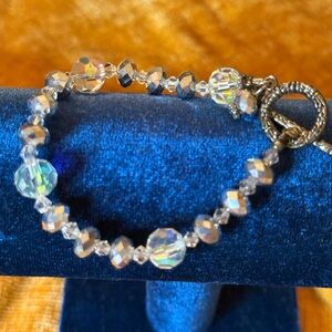 Elegant Silver Aurora Borealis Crystal Bracelet